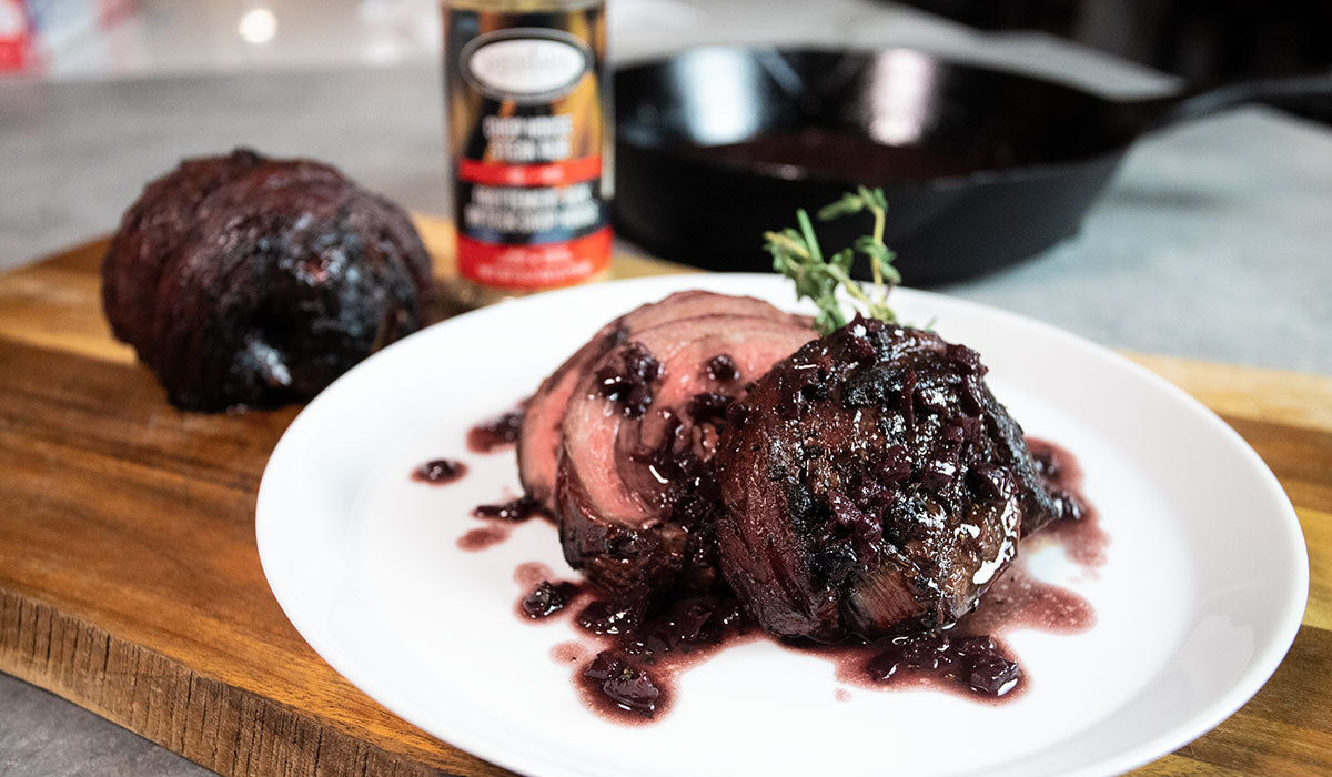 Seared Ribeye Caps with Red Wine Reduction