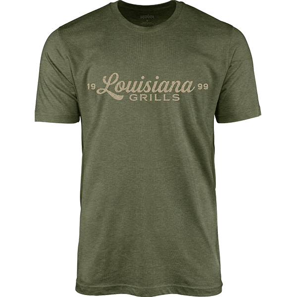 Louisiana Grills Men's Military Heather Script Logo T-Shirt – Louisiana -Grills