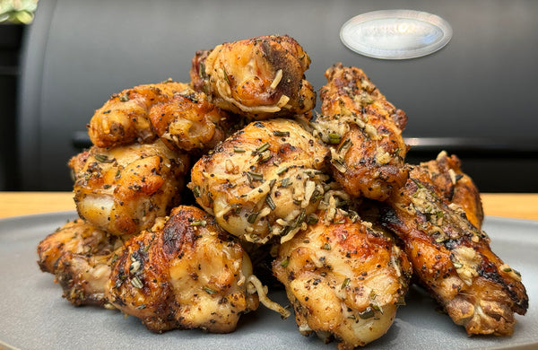 grilled truffle parmesan wings cooked on louisiana grills wood pellet smoker