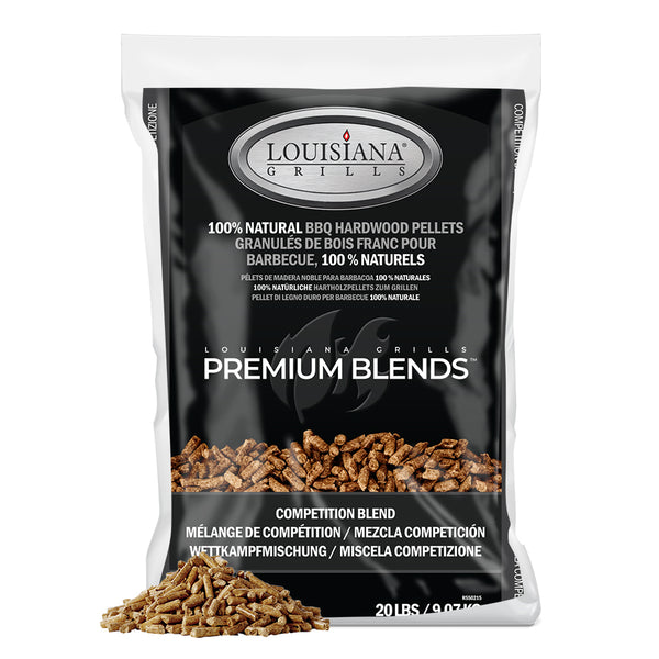 Louisiana Grills Competition Blend Hardwood BBQ Grill Pellets, black and grey bag